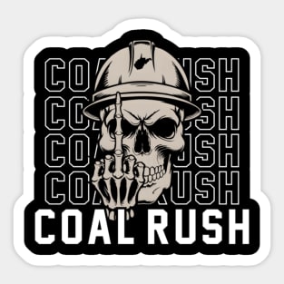 Coal Rush West Virginia Skull Coal Miner Hard Hat Sticker